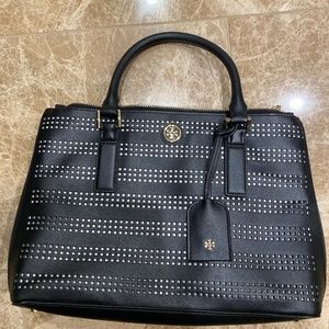 Tory Burch Robinson Perforated Leather Double-Zip